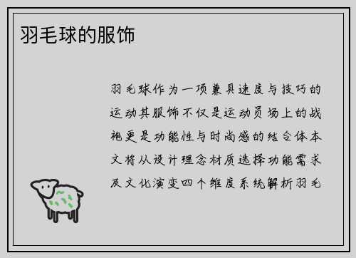 羽毛球的服饰